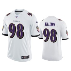 Men's Baltimore Ravens #98 Brandon Williams 100th Season White Vapor Limited Jersey