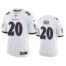 Men's Baltimore Ravens #20 Ed Reed 100th Season White Vapor Limited Jersey