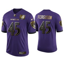 Men's Baltimore Ravens #45 25th Anniversary Jaylon Ferguson Purple Golden Limited Jersey