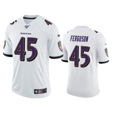 Men's Baltimore Ravens #45 Jaylon Ferguson 100th Season White Vapor Limited Jersey