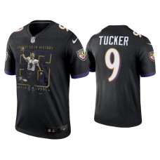 Men's Baltimore Ravens #9 Justin Tucker Black Longest Field Goal Legend Jersey