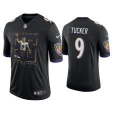 Men's Baltimore Ravens #9 Justin Tucker Black Longest Field Goal Limited Jersey