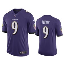 Men's Baltimore Ravens #9 Justin Tucker 100th Season Purple Vapor Limited Jersey