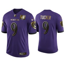 Men's Baltimore Ravens #9 25th Anniversary Justin Tucker Purple Golden Limited Jersey