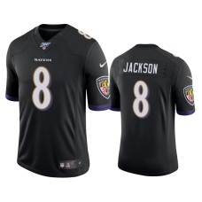 Men's Baltimore Ravens #8 Lamar Jackson 100th Season Black Vapor Limited Jersey