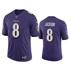 Men's Baltimore Ravens #8 Lamar Jackson 100th Season Purple Vapor Limited Jersey