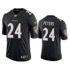 Men's Baltimore Ravens #24 Marcus Peters 100th Season Black Vapor Limited Jersey