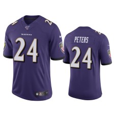 Men's Baltimore Ravens #24 Marcus Peters 100th Season Purple Vapor Limited Jersey