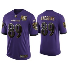 Men's Baltimore Ravens #89 25th Anniversary Mark Andrews Purple Golden Limited Jersey