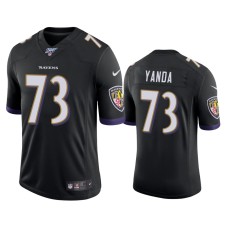 Men's Baltimore Ravens #73 Marshal Yanda 100th Season Black Vapor Limited Jersey