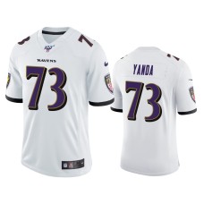 Men's Baltimore Ravens #73 Marshal Yanda 100th Season White Vapor Limited Jersey