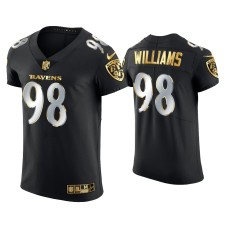 Men's Baltimore Ravens #98 Brandon Williams Black Golden Edition Elite Jersey