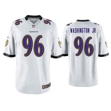 Men's Baltimore Ravens #96 Broderick Washington Jr. White Game Jersey