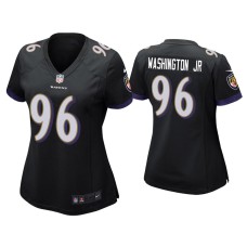 Women's Baltimore Ravens #96 Broderick Washington Jr. Black Game Jersey