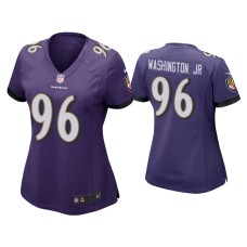 Women's Baltimore Ravens #96 Broderick Washington Jr. Purple Game Jersey