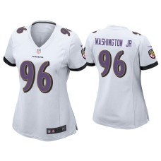 Women's Baltimore Ravens #96 Broderick Washington Jr. White Game Jersey