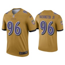 Men's Baltimore Ravens #96 Broderick Washington Jr. Gold Inverted Legend Jersey