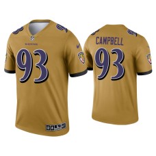 Men's Baltimore Ravens #93 Calais Campbell Gold Inverted Legend Jersey