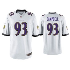 Men's Baltimore Ravens #93 Calais Campbell White Game Jersey