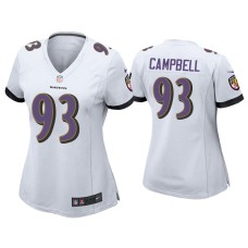 Women's Baltimore Ravens #93 Calais Campbell White Game Jersey