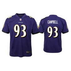 Youth Baltimore Ravens #93 Calais Campbell Purple Game Jersey