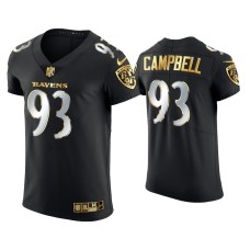 Men's Baltimore Ravens #93 Calais Campbell Black Golden Edition Elite Jersey