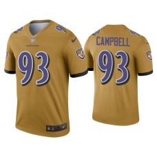 Men's Baltimore Ravens #93 Calais Campbell Gold Inverted Legend Jersey