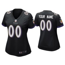 Women's Baltimore Ravens #00 Custom Black Game Jersey