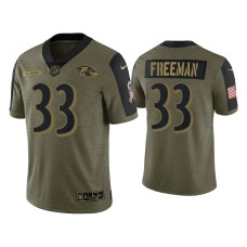 Men's Baltimore Ravens #33 Devonta Freeman Olive 2021 Salute To Service Limited Jersey