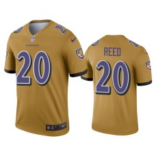 Men's Baltimore Ravens #20 Ed Reed Gold Inverted Legend Jersey