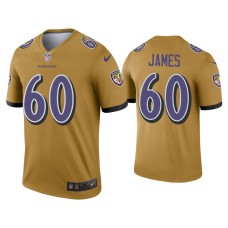 Men's Baltimore Ravens #60 Ja'Wuan James Gold Inverted Legend Jersey