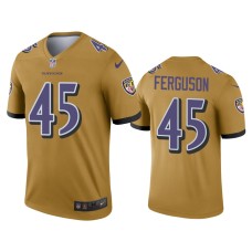 Men's Baltimore Ravens #45 Jaylon Ferguson Gold Inverted Legend Jersey