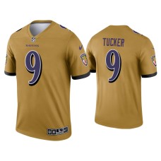 Men's Baltimore Ravens #9 Justin Tucker Gold Inverted Legend Jersey