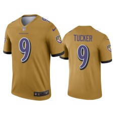 Men's Baltimore Ravens #9 Justin Tucker Gold Inverted Legend Jersey