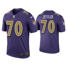 Men's Baltimore Ravens #70 Color Rush Legend Kevin Zeitler Purple Jersey