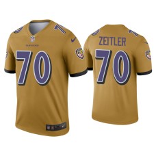 Men's Baltimore Ravens #70 Kevin Zeitler Gold Inverted Legend Jersey