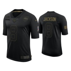 Men's Baltimore Ravens #8 Lamar Jackson Black 2020 Salute to Service Limited Jersey