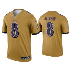 Men's Baltimore Ravens #8 Lamar Jackson Gold Inverted Legend Jersey