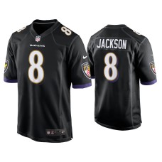 Men's Baltimore Ravens #8 Lamar Jackson Black Game Jersey