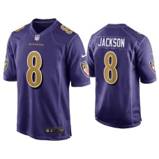 Men's Baltimore Ravens #8 Lamar Jackson Purple Game Alternate Jersey