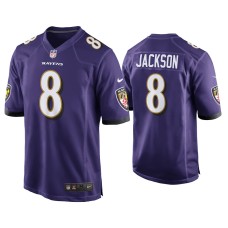 Men's Baltimore Ravens #8 Lamar Jackson Purple Game Jersey