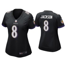 Women's Baltimore Ravens #8 Lamar Jackson Black Game Jersey