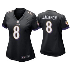 Women's Baltimore Ravens #8 Lamar Jackson Black Game Jersey