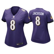 Women's Baltimore Ravens #8 Lamar Jackson Purple Game Jersey