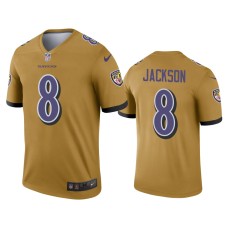 Men's Baltimore Ravens #8 Lamar Jackson Gold Inverted Legend Jersey