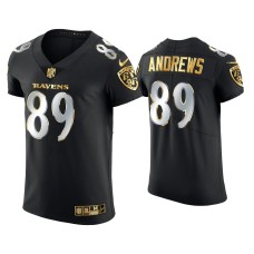 Men's Baltimore Ravens #89 Mark Andrews Black Golden Edition Elite Jersey