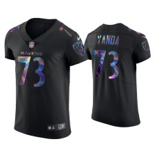 Men's Baltimore Ravens #73 Marshal Yanda Black Golden Edition Holographic Jersey