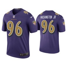 Men's Baltimore Ravens #96 Color Rush Legend Broderick Washington Jr. Purple Jersey