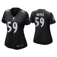 Women's Baltimore Ravens #59 Daelin Hayes Black Game Jersey