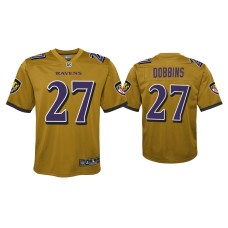 Youth Baltimore Ravens #27 J.K. Dobbins Gold Inverted Game Jersey